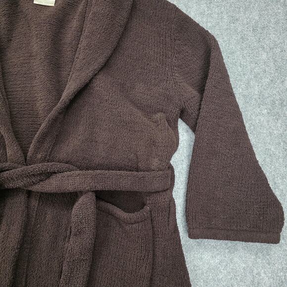 Kashwere Robe Mens XL Brown Shawl Collar Belted Plush Microfiber Bathrobe Pocket - Picture 6 of 11